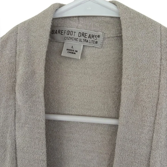 Barefoot Dreams Off White CozyChic Ultra Light Sleeveless Cardigan Size‎ L - Picture 4 of 6